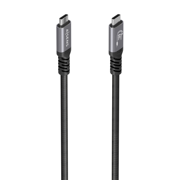 Aisens Cable USB-C Macho - Soporta hasta 60W - Longitud 7m - Velocidad de Transferencia hasta 5Gbps - Resolucion 4K - Aluminio - Color Negro