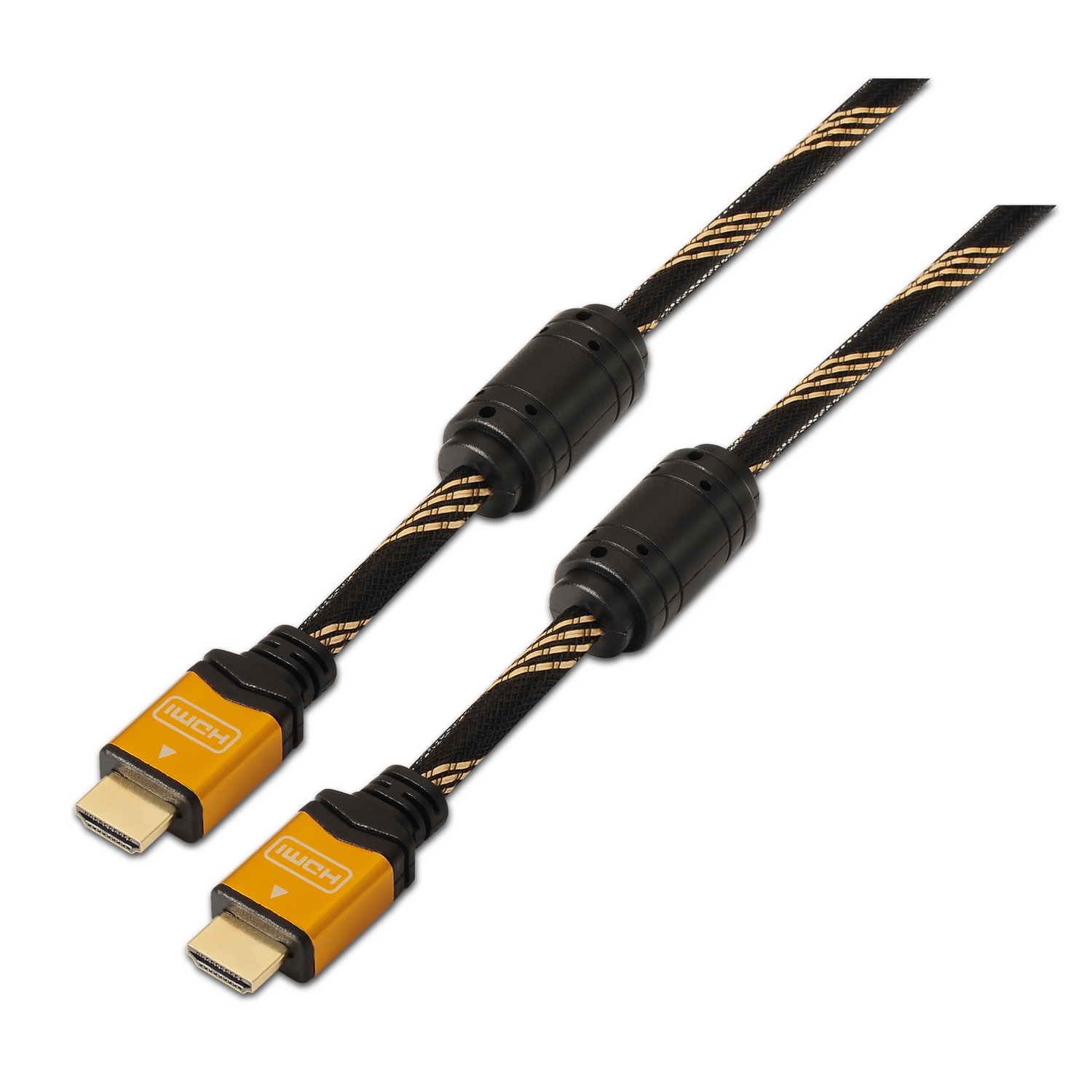 Aisens Cable HDMI Alta Velocidad / HEC con Ferrita - A Macho-A Macho - Blindado en Oro - 1.0m - Compatibilidad 3D y Ethernet - Color Oro