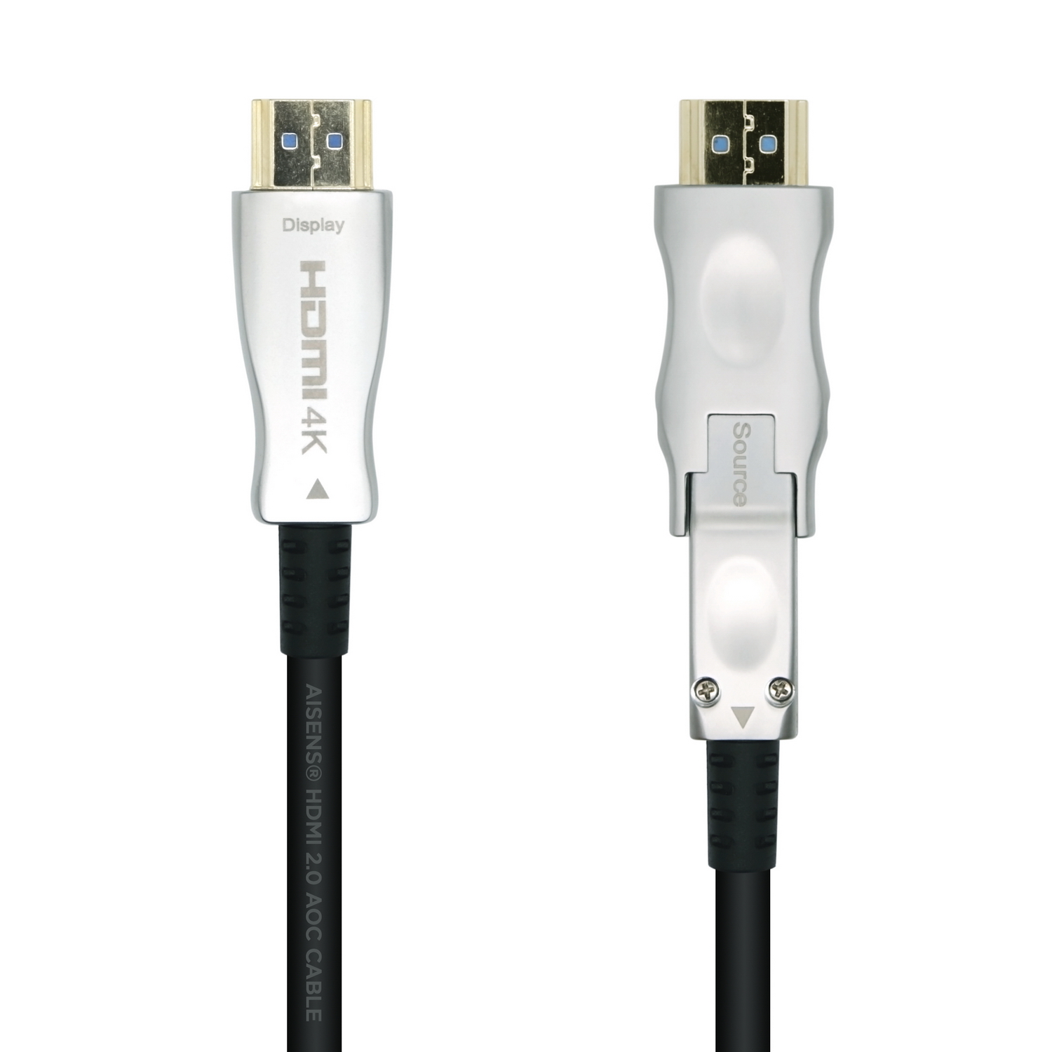 Aisens Cable HDMI V2.0 AOC (Active Optical Cable) Desmontable Premium Alta Velocidad / HEC 4K@60Hz 4:4:4 18Gbps - A/M-D/A/M - 15m - Color Negro