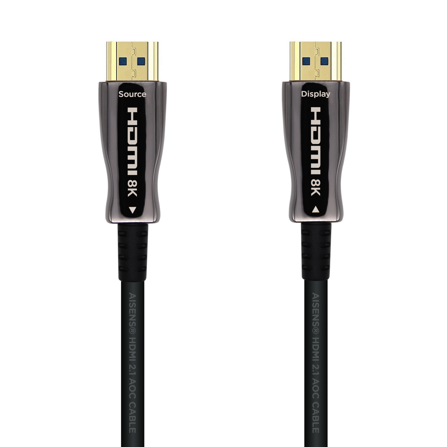 Aisens Cable HDMI V2.1 AOC (Active Optical Cable) Fibra Optica Ultra Alta Velocidad UHS 8K@60Hz 4K@120Hz 4:4:4 48Gbps - A/M-A/M - 15m - Color Negro