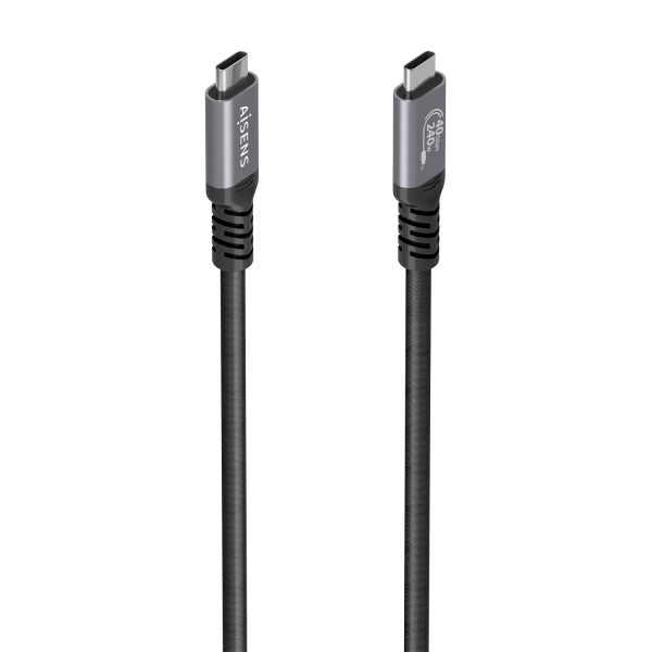 Aisens Cable USB-C Macho - Soporta hasta 240W - Longitud 2m - Velocidad de Transferencia hasta 40Gbps - Resolucion 8K - Aluminio - Color Negro
