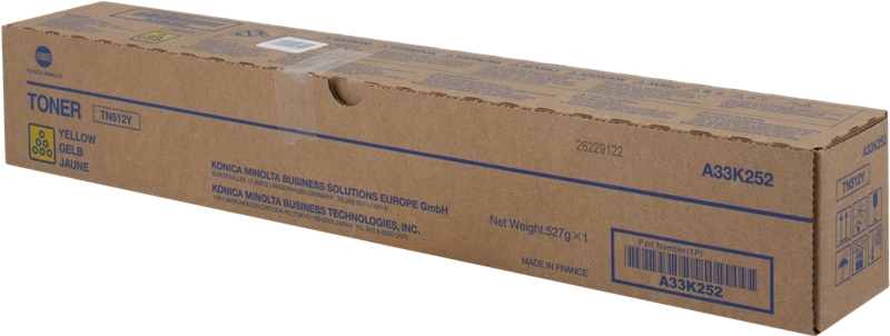Konica Minolta TN512 Amarillo Cartucho de Toner Original - TN512Y/A33K252 Konica Minolta TN512 Amarillo Cartucho de Toner Original - TN512Y/A33K252