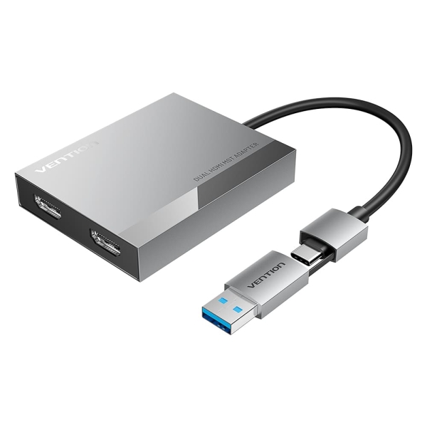 Vention Adaptador USB Tipo-C/USB-A Macho a 2xHDMI 2.0 Hembra - 4K MST - 0.15m - Color Gris