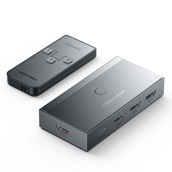 Vention Switch/Splitter HDMI 2.1 - 3x HDMI 2.1 Hembra 8K - USB-C - Color Gris