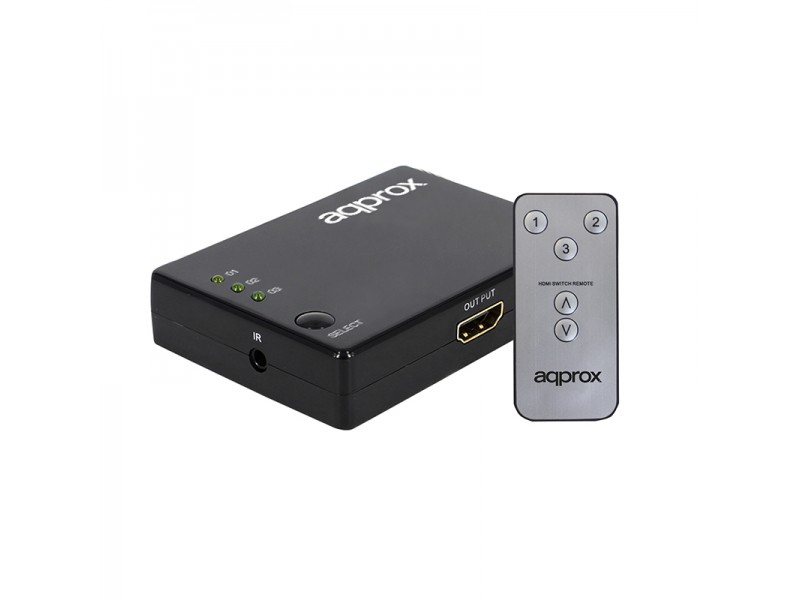 Approx Switch HDMI 3 puertos 4K con mando a distancia