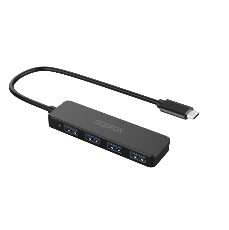 Approx Hub USB-C con 4 Puertos USB-A 3.1 - Velocidad hasta 5 Gbps - Cable de 27cm