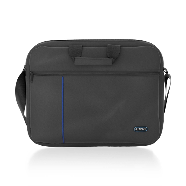 Aisens Maletin para Portatil 15,6\" - Acolchado Fino - Bolsillo Frontal con Cremallera - Correa Ajustable - Color Negro