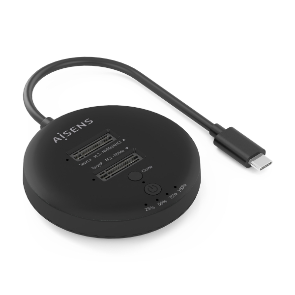 Aisens ASDS-2M2N05 Estacion de Docking de Doble Bahia M.2 NVME a USB-C 3.2 Gen2x2 - Clone - Color Negro Aisens ASDS-2M2N05 Estacion de Docking de Doble Bahia M.2 NVME a USB-C 3.2 Gen2x2 - Clone - Color Negro