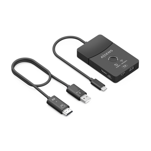 Aisens USB-C Dock - USB-C a 1xHDMI 1080P@60Hz Inalambrico - 1xHDMI 4K60Hz - 2xUSB-C - 1xUSB-C PD 100W - 1xUSB-A - 20cm - Color Negro