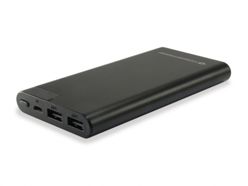 Conceptronic Bateria Externa 10000mAh - Pantalla LCD - 2x USB 2.0 5V 2A - Carga Simultanea - Carcasa de Aluminio - Color Negro