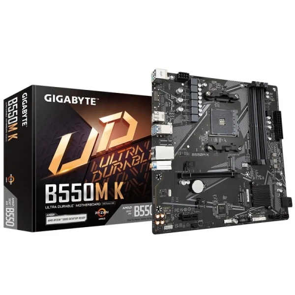 Gigabyte B550M K Placa Base AMD AM4 4xDDR4 - M.2, SATA, PCIe4.0 - HDMI, DisplayPort, RJ-45, USB 3.2 - MicroATX Gigabyte B550M K Placa Base AMD AM4 4xDDR4 - M.2, SATA, PCIe4.0 - HDMI, DisplayPort, RJ-45, USB 3.2 - MicroATX