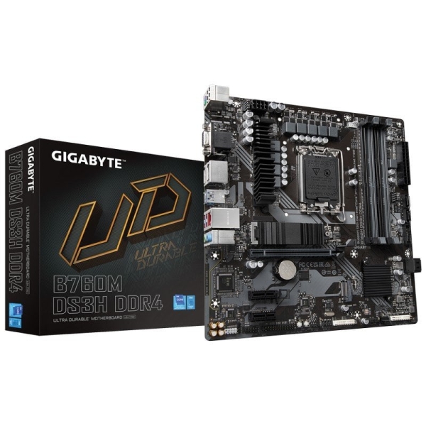 Gigabyte B760M DS3H Placa Base Intel LGA1700 4x DDR4 - M.2, SATA, PCIe4.0, HDMI, Displayport, USB 3.2, USB-C - MicroATX Gigabyte B760M DS3H Placa Base Intel LGA1700 4x DDR4 - M.2, SATA, PCIe4.0, HDMI, Displayport, USB 3.2, USB-C - MicroATX