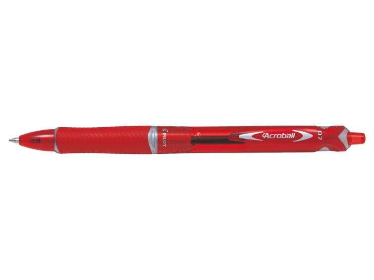Pilot BeGreen Boligrafo de Bola Retractil Acroball - Recargable - Fabricado con Plastico Reciclado - Punta Redonda 0.7mm - Trazo 0.25mm - Grip Ergonomico - Color Rojo