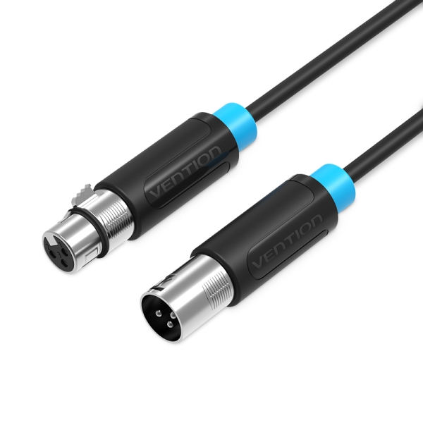 Vention Cable Extensor de Audio - Longitud 1m - XLR Macho - XLR Hembra - Blindaje Multicapa - Color Negro Vention Cable Extensor de Audio - Longitud 1m - XLR Macho - XLR Hembra - Blindaje Multicapa - Color Negro