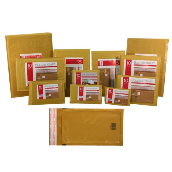 Bismark Bolsa Acolchada Kraft Nº15 220x265mm - Recubrimiento Interno de Laminas de Burbuja de Aire - Cierre Autoadhesivo - Ideal para Envios con Alta Proteccion