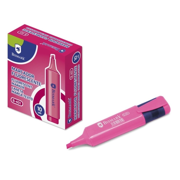 Bismark Marcador Fluorescente - Punta Biselada 1 - 5mm Aprox - Tinta Base de Agua - Color Rosa Bismark Marcador Fluorescente - Punta Biselada 1 - 5mm Aprox - Tinta Base de Agua - Color Rosa