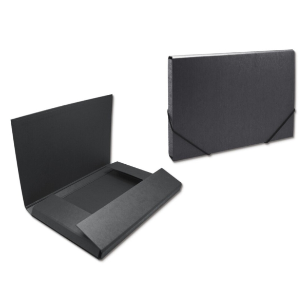 Bismark Carpeta para Proyectos - Medidas 350x230x30mm - Fabricada en Carton - Cierre con Gomas - Color Negro