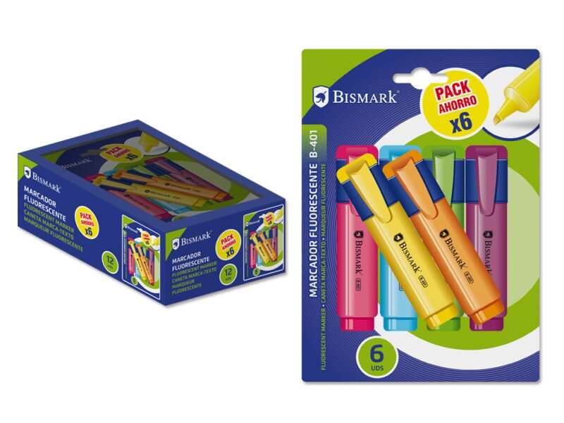 Bismark Pack de 6 Rotuladores Fluorescentes Neon - Tinta de Secado Rapido - Ideal para Subrayar y Resaltar - Diseño Ergonomico - Larga Duracion Bismark Pack de 6 Rotuladores Fluorescentes Neon - Tinta de Secado Rapido - Ideal para Subrayar y Resaltar - Diseño Ergonomico - Larga Duracion
