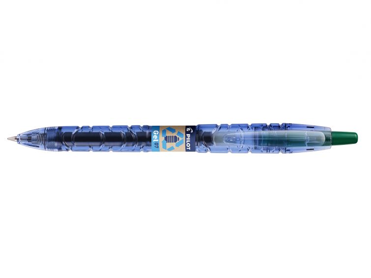 Pilot Boligrafo de Bola Retractil B2P Gel BeGreen - Tinta de Gel - Punta 0.7mm - Trazo 0.32mm - 89,8% de Plastico Reciclado - Recargable - Color Verde