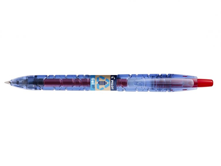 Pilot Boligrafo de Bola Retractil B2P Gel BeGreen - Tinta de Gel - Punta 0.7mm - Trazo 0.32mm - 89,8% de Plastico Reciclado - Recargable - Color Rojo