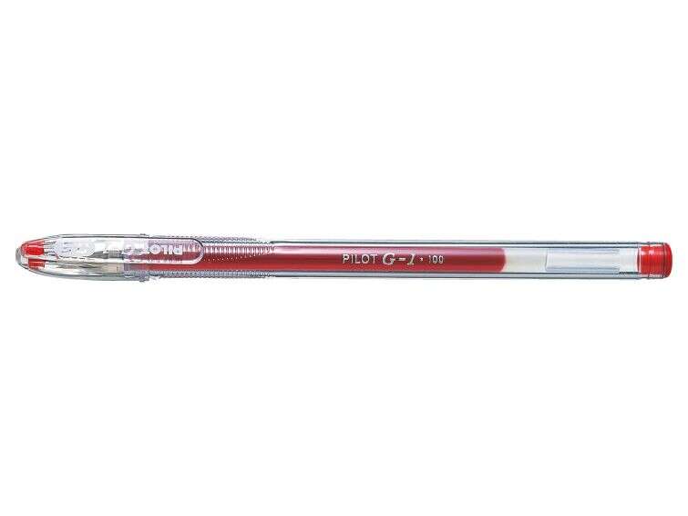 Pilot Boligrafo de Gel G1 - Recargable - Punta de Bola 0.5mm - Trazo 0.3mm - Cuerpo Transparente - Color Rojo