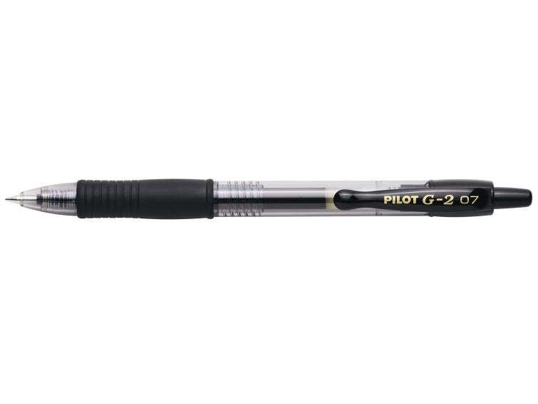 Pilot Boligrafo de Gel G2 Rollerball Retractil - Recargable - Punta de Bola Redonda 0.7mm - Trazo 0.32mm - Grip Ergonomico - Color Negro