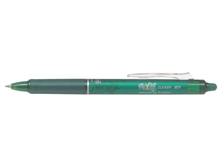 Pilot Frixion Clicker Boligrafo de Gel Borrable Retractil - Punta de Bola 0.7mm - Trazo 0.4mm - Grip Ergonomico - Color Verde