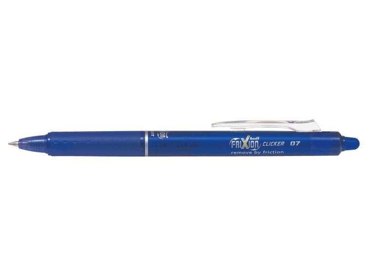 Pilot Frixion Clicker Boligrafo de Gel Borrable Retractil - Punta de Bola 0.7mm - Trazo 0.4mm - Grip Ergonomico - Color Azul
