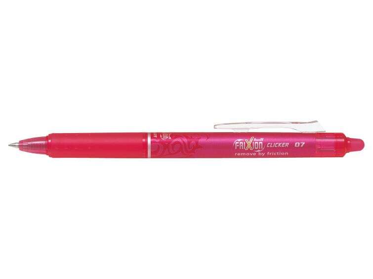 Pilot Frixion Clicker Boligrafo de Gel Borrable Retractil - Punta de Bola 0.7mm - Trazo 0.4mm - Grip Ergonomico - Color Rosa