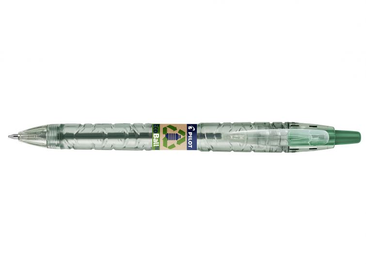 Pilot Boligrafo de Bola Retractil B2P Ecoball BeGreen - Punta Redonda 1mm - Trazo 0.27mm - 86,64% de Plastico Reciclado - Recargable - Color Verde