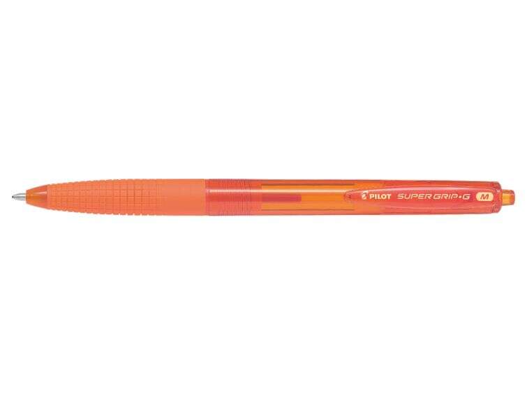 Pilot Boligrafo de Bola Retractil SuperGrip G - Punta Redonda 1.0mm - Trazo 0.4mm - Tinta de Aceite - Grip Ergonomico - Color Naranja