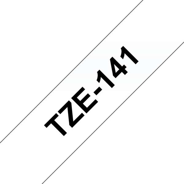 Brother TZe141 Cinta Laminada Generica de Etiquetas - Texto negro sobre fondo transparente - Ancho 18mm x 8 metros Brother TZe141 Cinta Laminada Generica de Etiquetas - Texto negro sobre fondo transparente - Ancho 18mm x 8 metros
