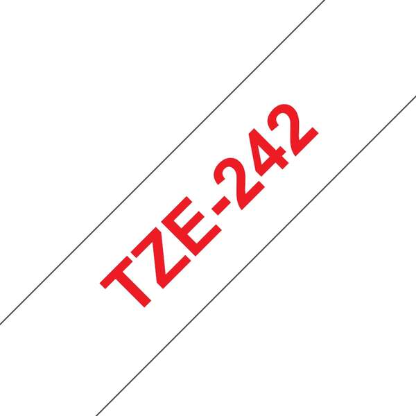 Brother TZe242 Cinta Laminada Generica de Etiquetas - Texto rojo sobre fondo blanco - Ancho 18mm x 8 metros Brother TZe242 Cinta Laminada Generica de Etiquetas - Texto rojo sobre fondo blanco - Ancho 18mm x 8 metros