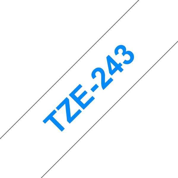 Brother TZe243 Cinta Laminada Generica de Etiquetas - Texto azul sobre fondo blanco - Ancho 18mm x 8 metros Brother TZe243 Cinta Laminada Generica de Etiquetas - Texto azul sobre fondo blanco - Ancho 18mm x 8 metros