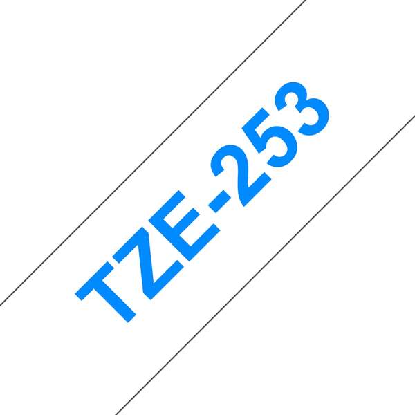 Brother TZe253 Cinta Laminada Generica de Etiquetas - Texto azul sobre fondo blanco - Ancho 24mm x 8 metros Brother TZe253 Cinta Laminada Generica de Etiquetas - Texto azul sobre fondo blanco - Ancho 24mm x 8 metros