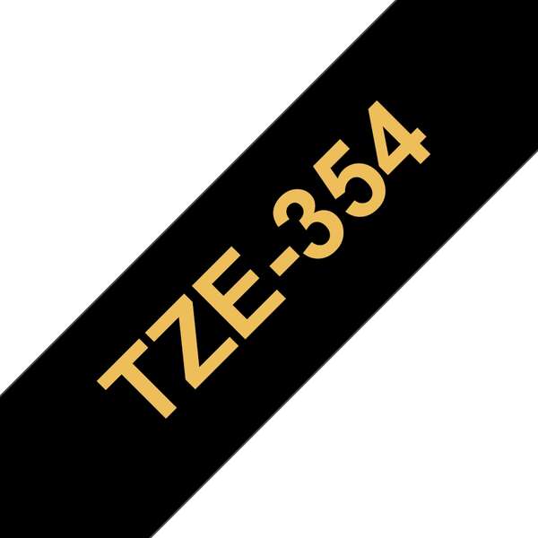 Brother TZe354 Cinta Laminada Generica de Etiquetas - Texto dorado sobre fondo negro - Ancho 24mm x 8 metros Brother TZe354 Cinta Laminada Generica de Etiquetas - Texto dorado sobre fondo negro - Ancho 24mm x 8 metros