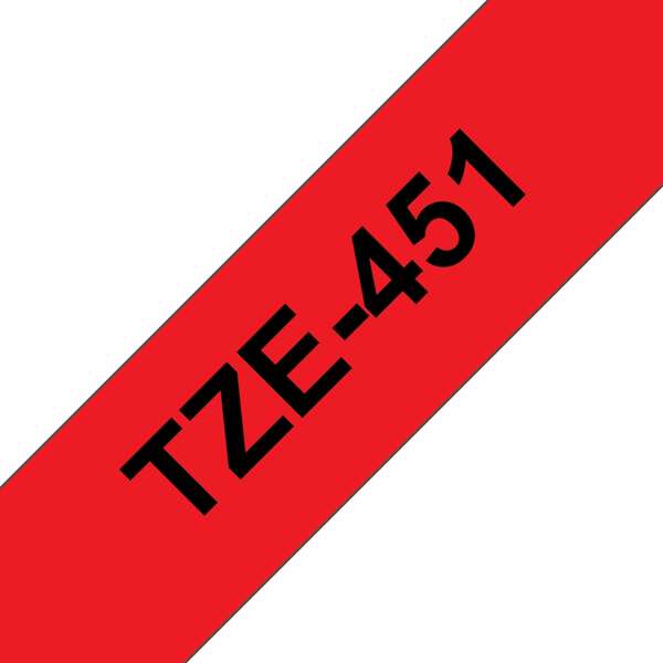 Brother TZe451 Cinta Laminada Generica de Etiquetas - Texto negro sobre fondo rojo - Ancho 24mm x 8 metros Brother TZe451 Cinta Laminada Generica de Etiquetas - Texto negro sobre fondo rojo - Ancho 24mm x 8 metros