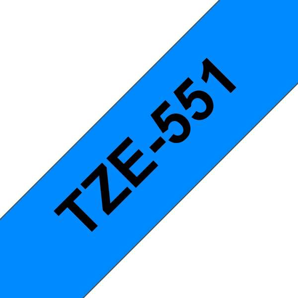 Brother TZe551 Cinta Laminada Generica de Etiquetas - Texto negro sobre fondo azul - Ancho 24mm x 8 metros Brother TZe551 Cinta Laminada Generica de Etiquetas - Texto negro sobre fondo azul - Ancho 24mm x 8 metros