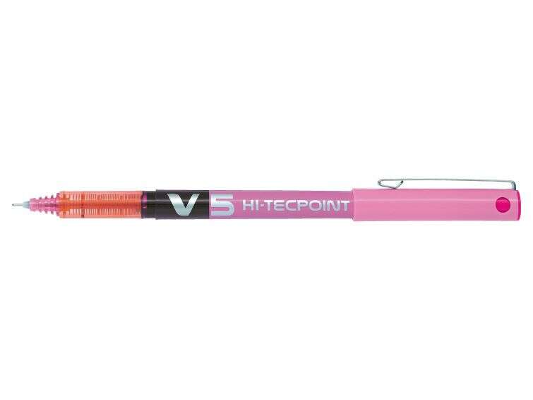Pilot Boligrafo de tinta liquida V5 HI-Tecpoint Rollerball - Punta fina de aguja 0.5mm - Trazo 0.3mm - Color Rosa