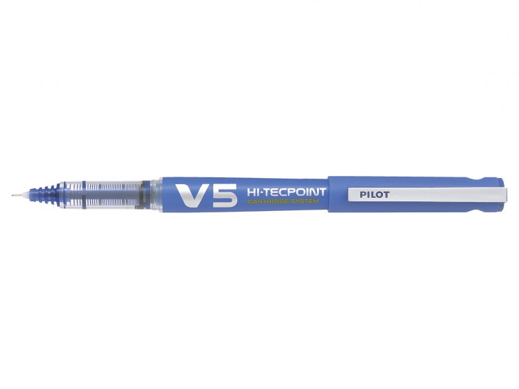 Pilot Boligrafo de Tinta Liquida V5 HI-Tecpoint Recargable - Fabricado con Plastico Reciclado - Punta Fina 0.5mm - Trazo 0.3mm - Color Azul