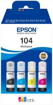 Epson 104 Pack de 4 Botellas de Tinta Originales - C13T00P640 Epson 104 Pack de 4 Botellas de Tinta Originales - C13T00P640
