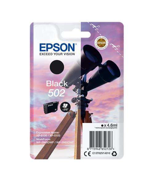 Epson 502 Negro Cartucho de Tinta Original - C13T02V14010 Epson 502 Negro Cartucho de Tinta Original - C13T02V14010