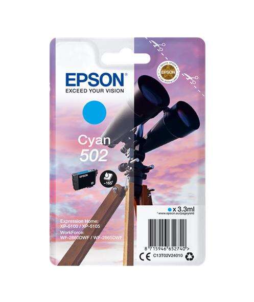 Epson 502 Cyan Cartucho de Tinta Original - C13T02V24010 Epson 502 Cyan Cartucho de Tinta Original - C13T02V24010