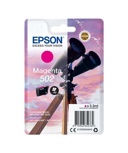 Epson 502 Magenta Cartucho de Tinta Original - C13T02V34010 Epson 502 Magenta Cartucho de Tinta Original - C13T02V34010