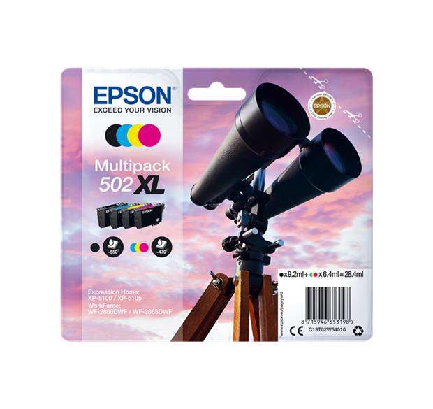 Epson 502XL Pack de 4 Cartuchos de Tinta Originales - C13T02W64010 Epson 502XL Pack de 4 Cartuchos de Tinta Originales - C13T02W64010