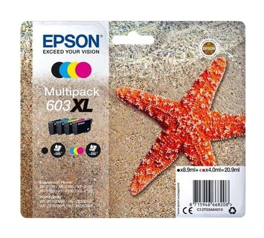 Epson 603XL Pack de 4 Cartuchos de Tinta Originales - C13T03A64010 Epson 603XL Pack de 4 Cartuchos de Tinta Originales - C13T03A64010