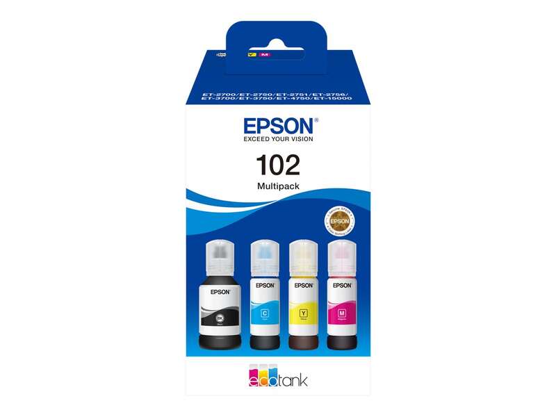 Epson 102 Pack de 4 Botellas de Tinta Originales - C13T03R640 Epson 102 Pack de 4 Botellas de Tinta Originales - C13T03R640