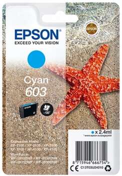 Epson 603 Cyan Cartucho de Tinta Original - C13T03U24010 Epson 603 Cyan Cartucho de Tinta Original - C13T03U24010