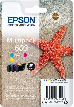 Epson 603 Pack de 3 Cartuchos de Tinta Originales - Cyan, Magenta, Amarillo - C13T03U54010 Epson 603 Pack de 3 Cartuchos de Tinta Originales - Cyan, Magenta, Amarillo - C13T03U54010