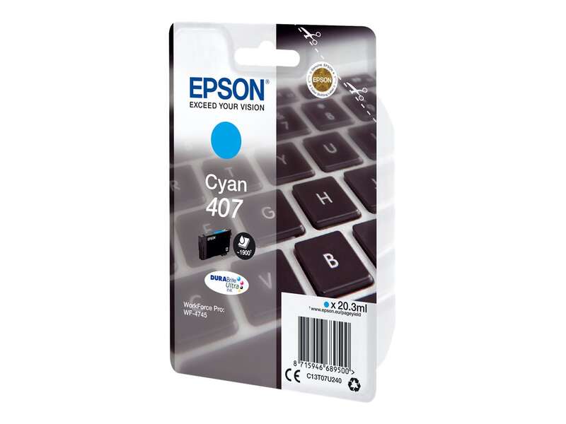 Epson 407 Cyan Cartucho de Tinta Original - C13T07U240 Epson 407 Cyan Cartucho de Tinta Original - C13T07U240